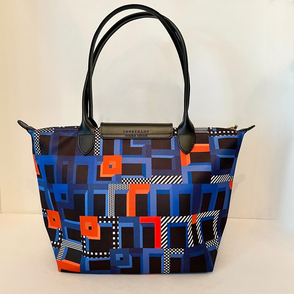Longchamp Le Pliage Memphis ArtWalk Medium Tote Cobalt Blue - Picture 4 of 13